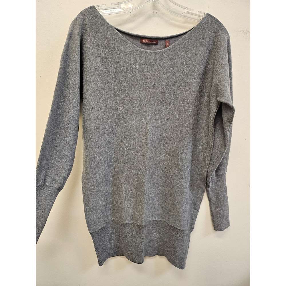 525 America Womens Gray Metallic Shimmer Dolman Sleeve Knit Sweater Small